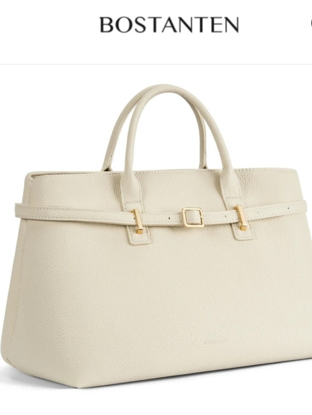 Cream Leather Top-Handle Satchel